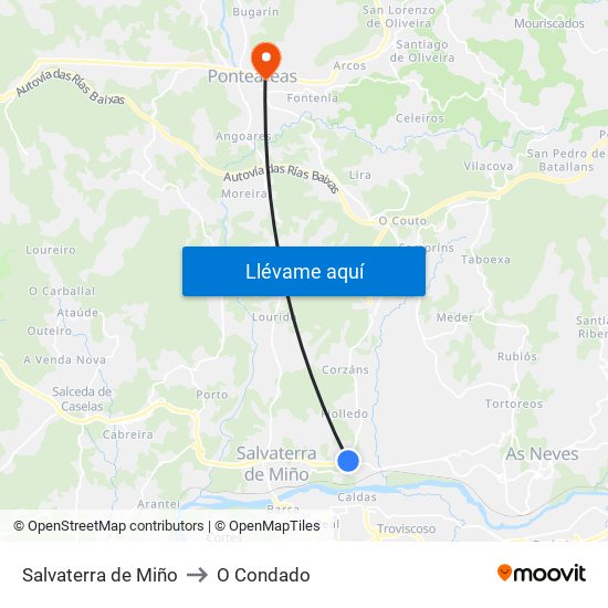 Salvaterra de Miño to O Condado map