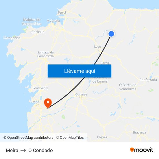 Meira to O Condado map