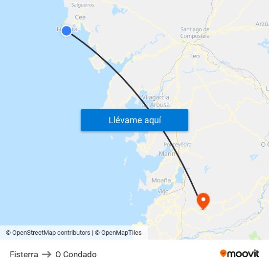 Fisterra to O Condado map