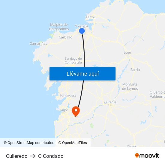 Culleredo to O Condado map