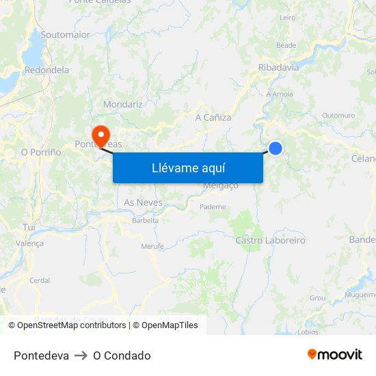 Pontedeva to O Condado map