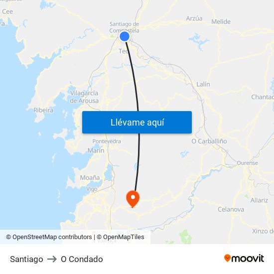 Santiago to O Condado map