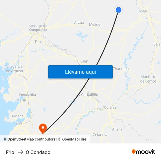 Friol to O Condado map