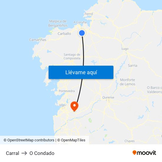 Carral to O Condado map