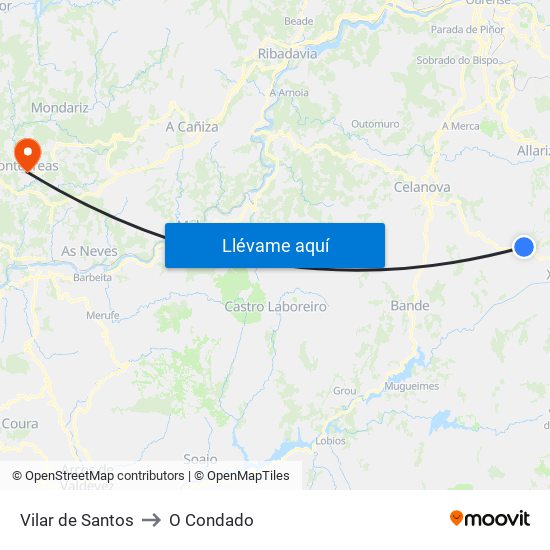 Vilar de Santos to O Condado map
