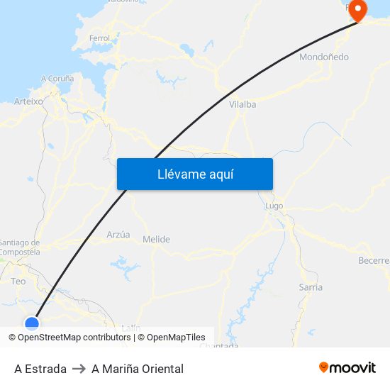 A Estrada to A Mariña Oriental map