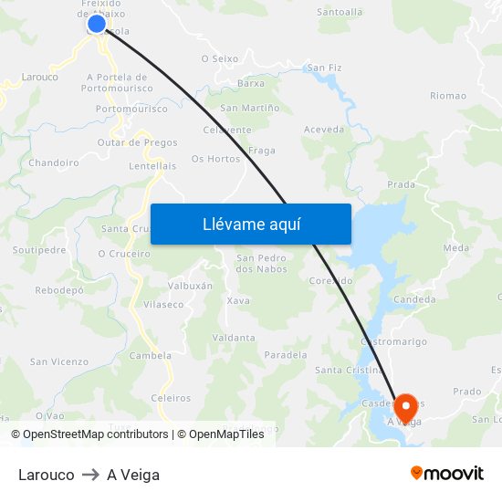 Larouco to A Veiga map