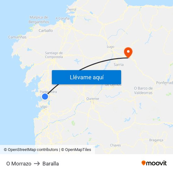 O Morrazo to Baralla map
