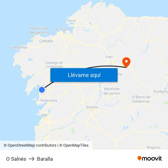 O Salnés to Baralla map