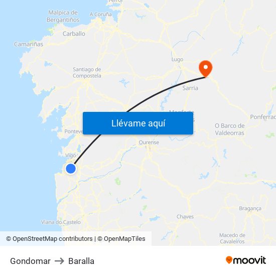 Gondomar to Baralla map