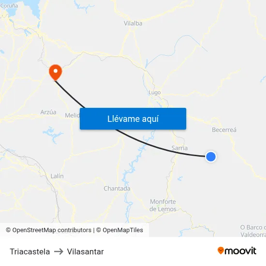 Triacastela to Vilasantar map