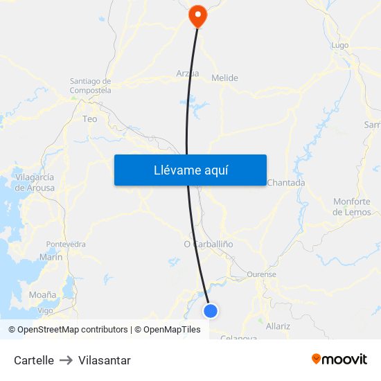 Cartelle to Vilasantar map