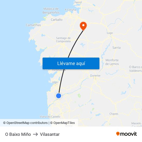 O Baixo Miño to Vilasantar map