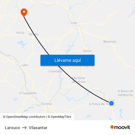 Larouco to Vilasantar map