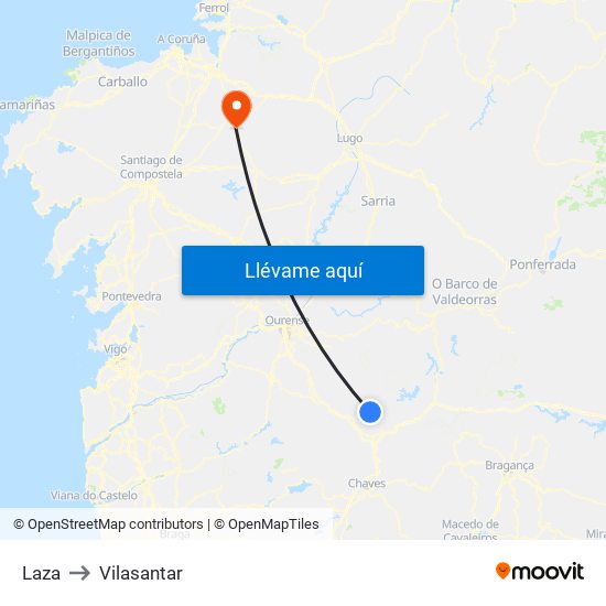 Laza to Vilasantar map