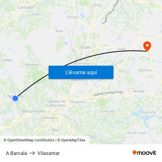 A Barcala to Vilasantar map