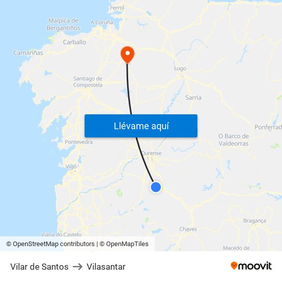 Vilar de Santos to Vilasantar map