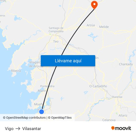 Vigo to Vilasantar map
