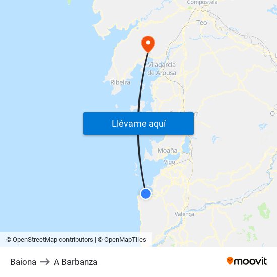 Baiona to A Barbanza map