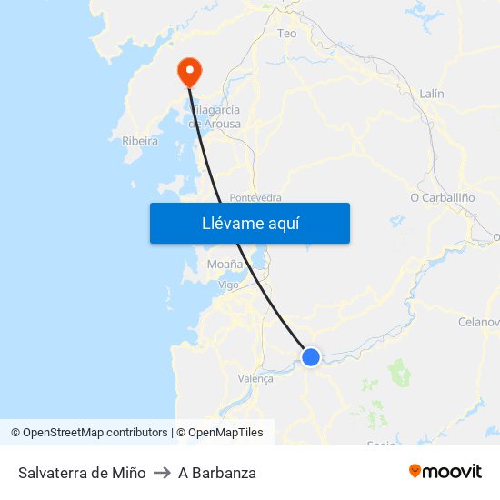 Salvaterra de Miño to A Barbanza map