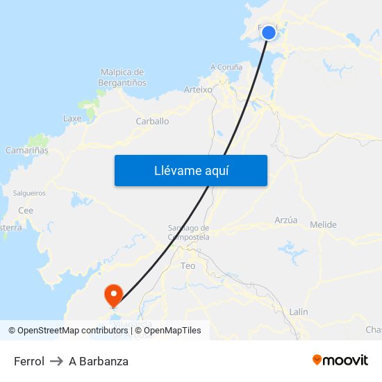 Ferrol to A Barbanza map