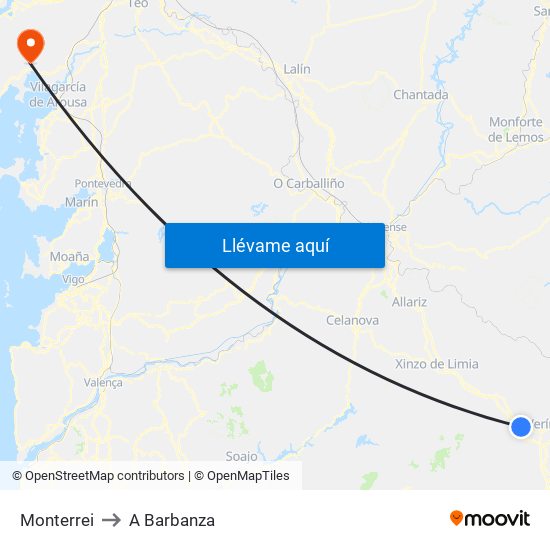 Monterrei to A Barbanza map