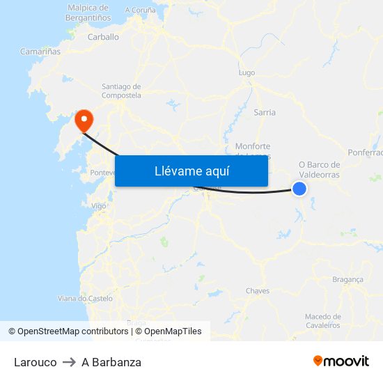 Larouco to A Barbanza map