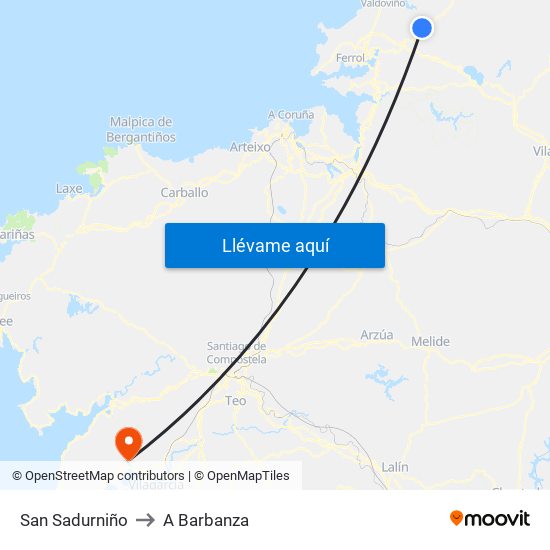 San Sadurniño to A Barbanza map