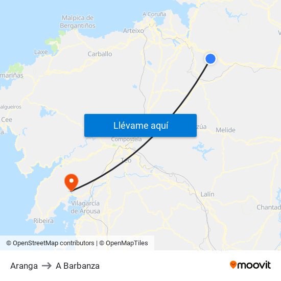 Aranga to A Barbanza map
