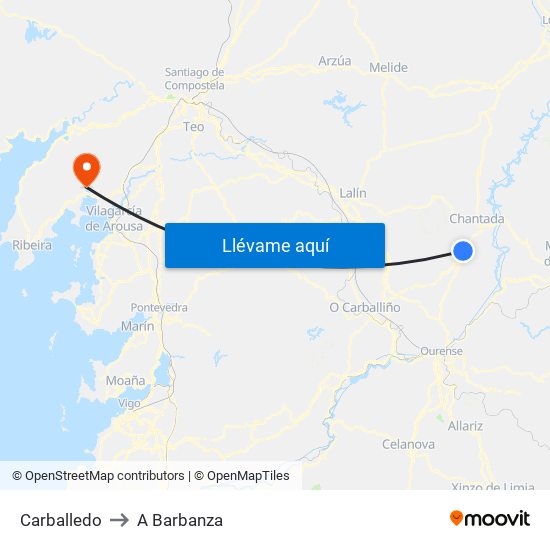 Carballedo to A Barbanza map