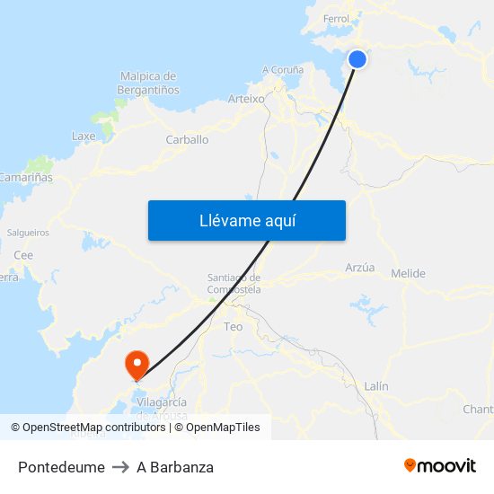 Pontedeume to A Barbanza map