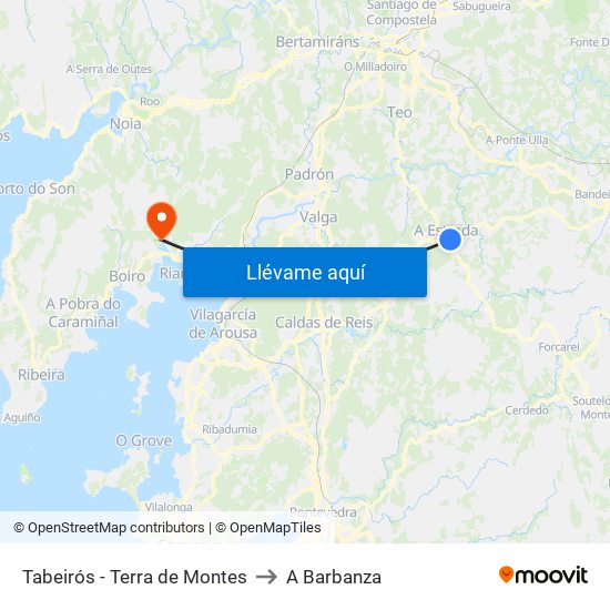 Tabeirós - Terra de Montes to A Barbanza map