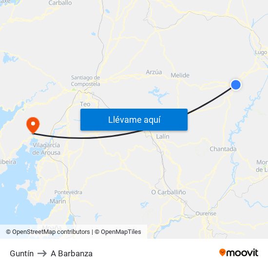 Guntín to A Barbanza map