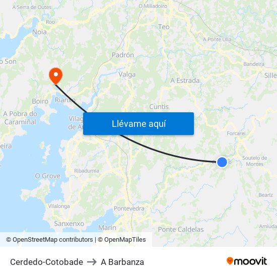 Cerdedo-Cotobade to A Barbanza map
