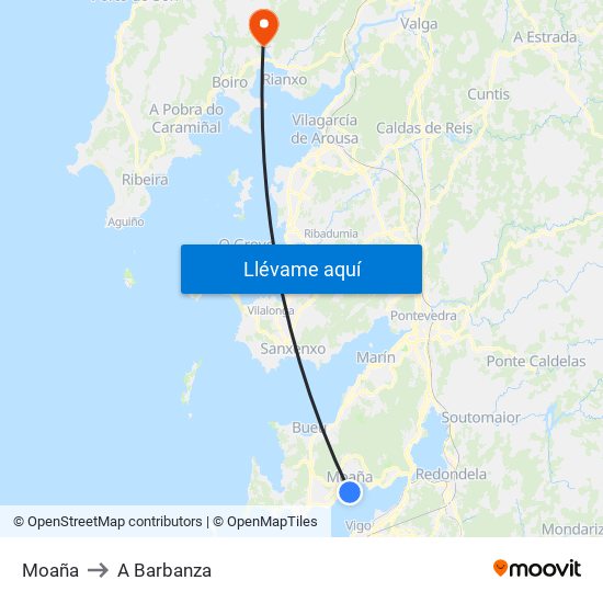 Moaña to A Barbanza map