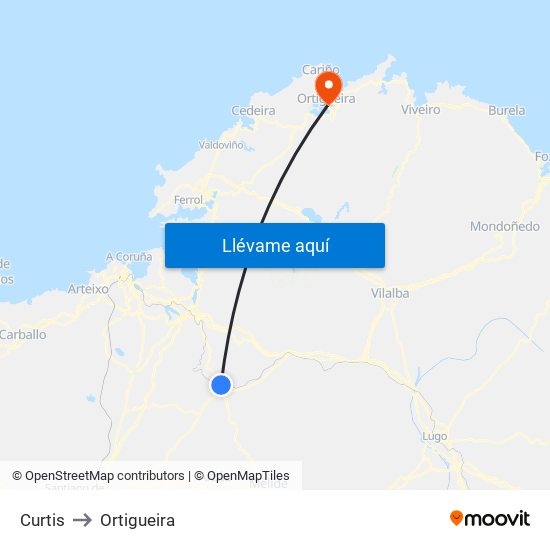 Curtis to Ortigueira map