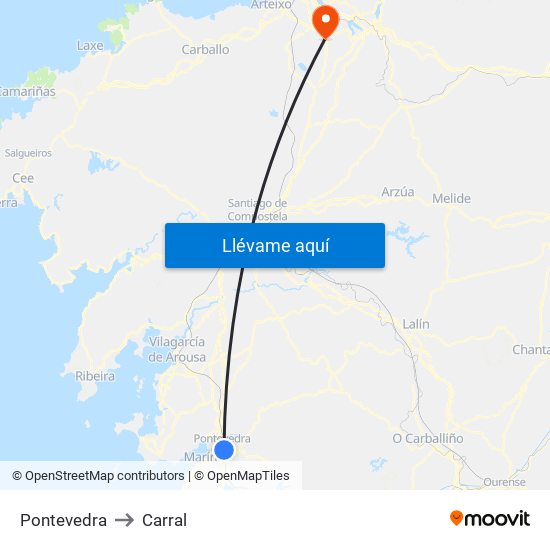 Pontevedra to Carral map