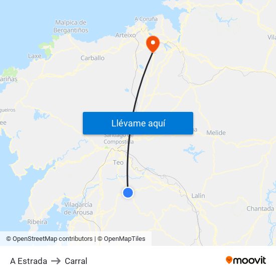 A Estrada to Carral map