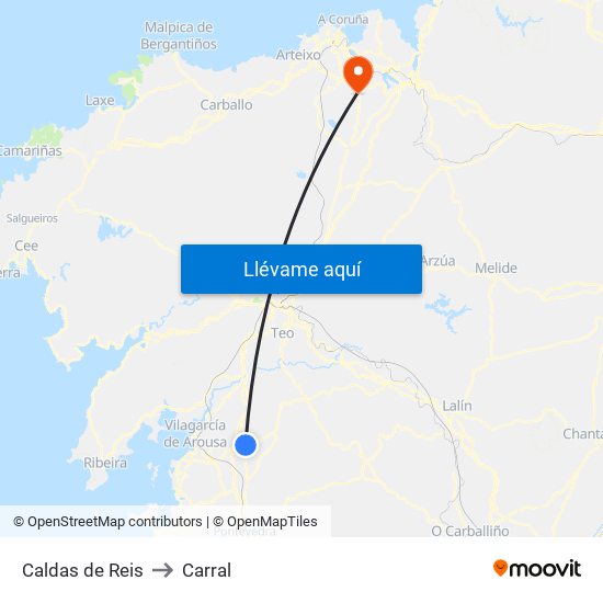 Caldas de Reis to Carral map