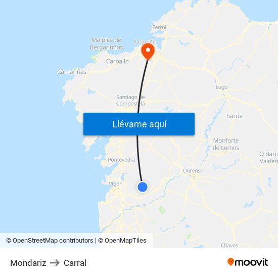 Mondariz to Carral map