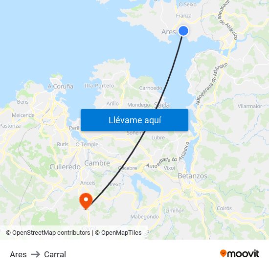Ares to Carral map