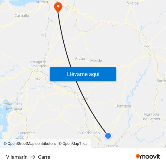 Vilamarín to Carral map