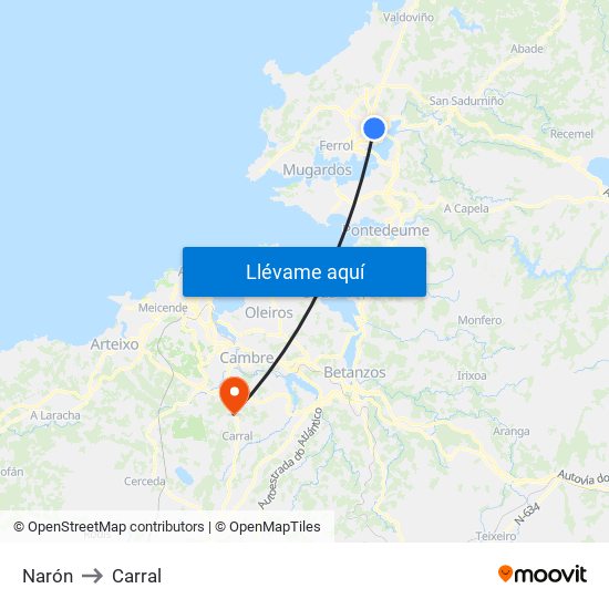 Narón to Carral map