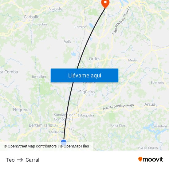 Teo to Carral map