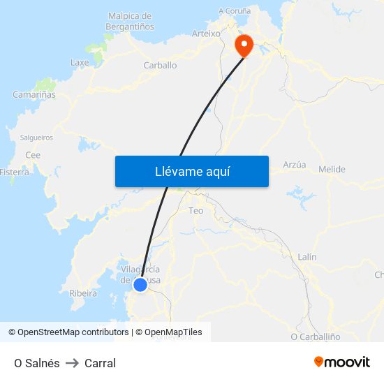 O Salnés to Carral map