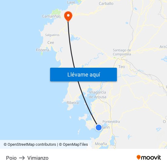 Poio to Vimianzo map