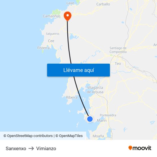 Sanxenxo to Vimianzo map