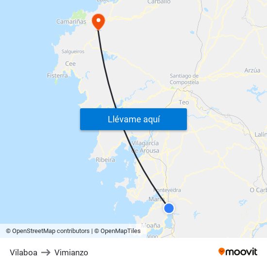 Vilaboa to Vimianzo map