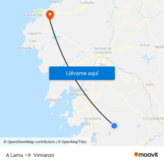 A Lama to Vimianzo map