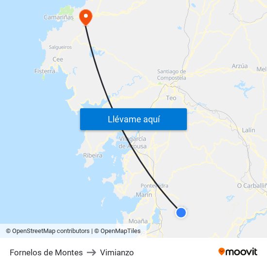 Fornelos de Montes to Vimianzo map